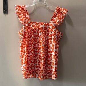 Orange and White Flower Blouse